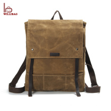 Fashion Genuine Leather Backpack Travel Canvas Laptop Backpack